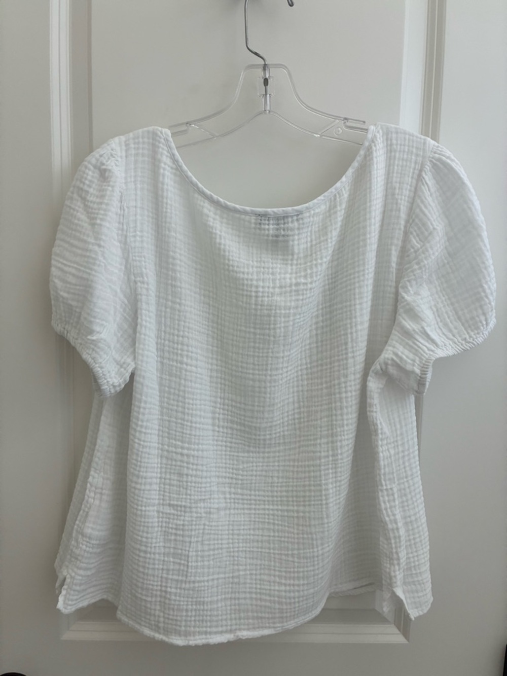 J. Crew White Cotton Gauze Scoop-Neck Henley Blouse - Picture 2 of 2